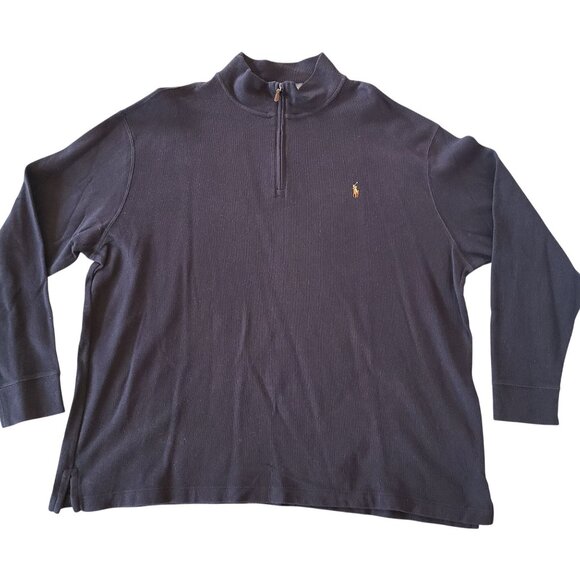 Polo Ralph Lauren Navy 1/4 Zip Pullover Sweatshirt Size 3XB Estate Rib - Picture 1 of 8